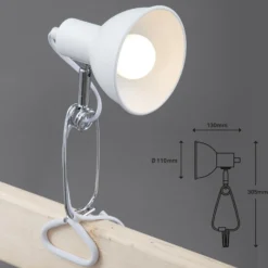 Fix lámpara de pinza, pantalla de metal, blanco