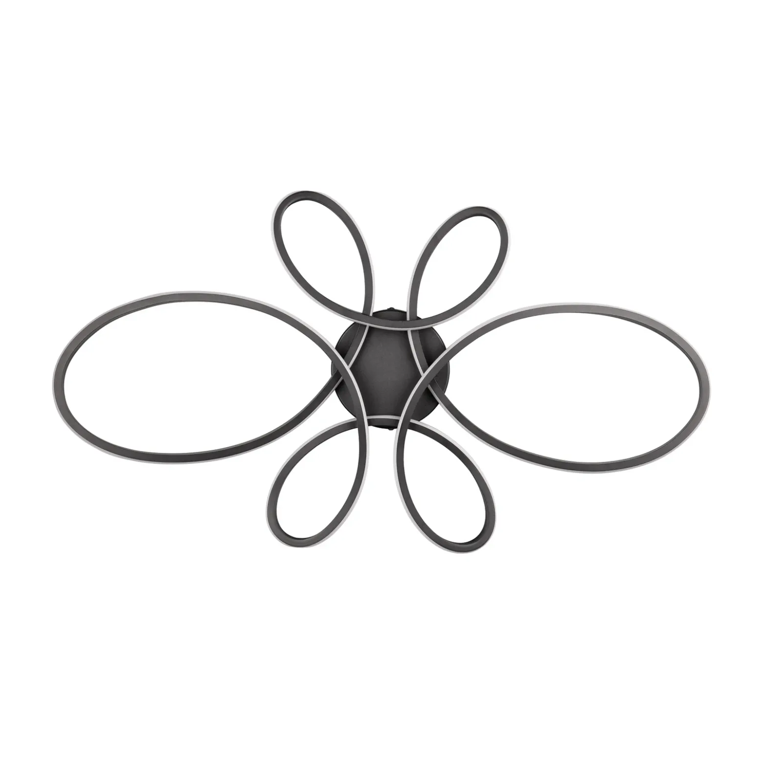 Fly Plafón LED, negro mate, 3.000 K, 83 cm x 45 cm
