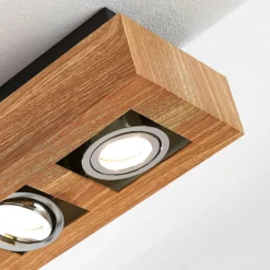 Foco Arcchio Vince, 25 cm, color madera, metal, GU10