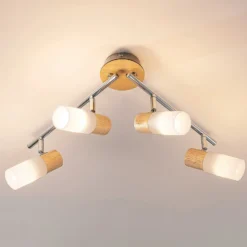 Foco de madera Christoph, 4 luces