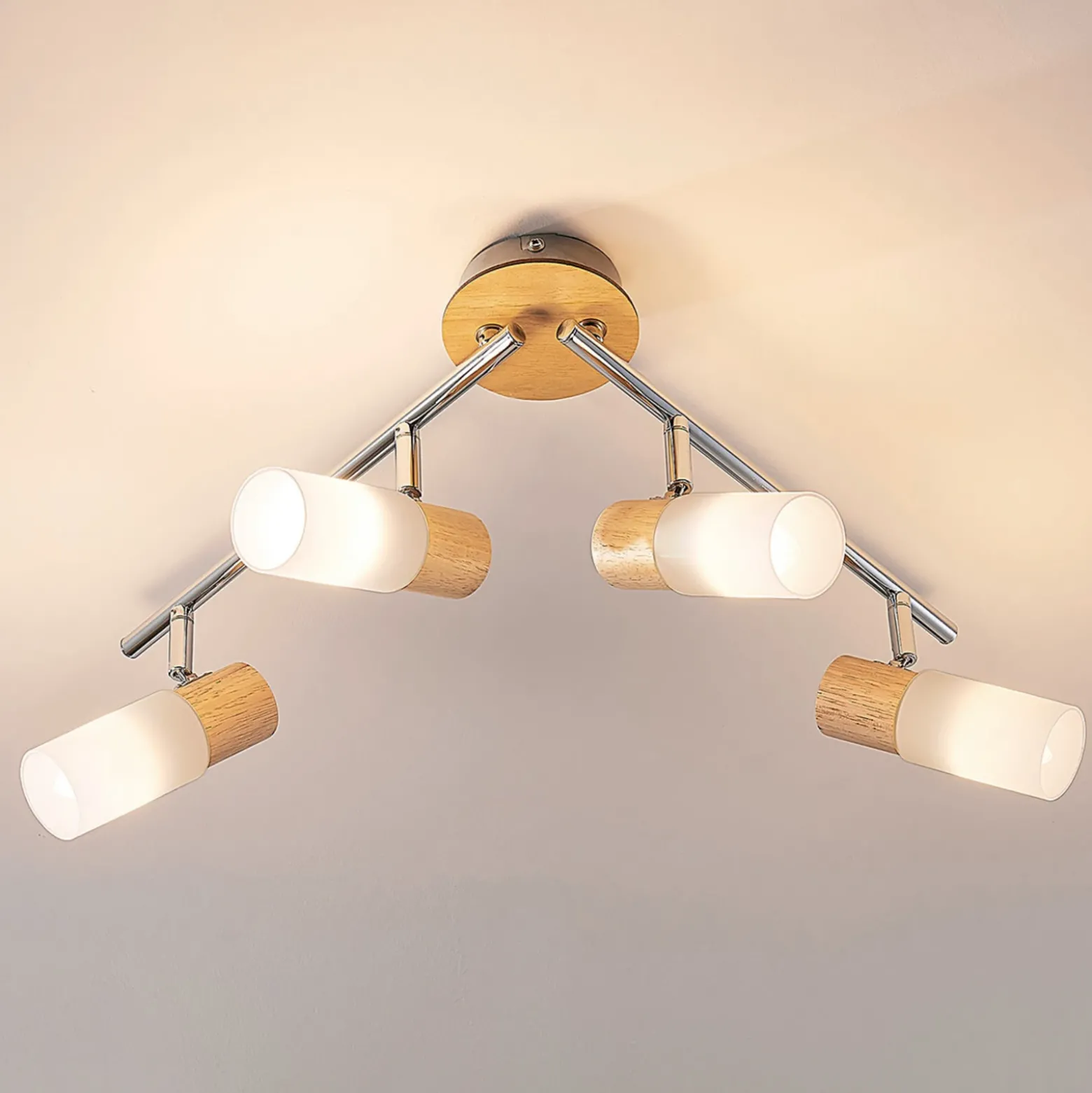 Foco de madera Christoph, 4 luces
