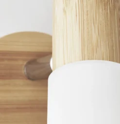 Foco de pared Babsan, Ø 10 cm, madera clara, bambú