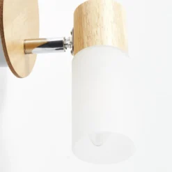 Foco de pared Babsan, Ø 10 cm, madera clara, bambú