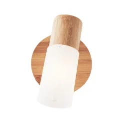 Foco de pared Babsan, Ø 10 cm, madera clara, bambú
