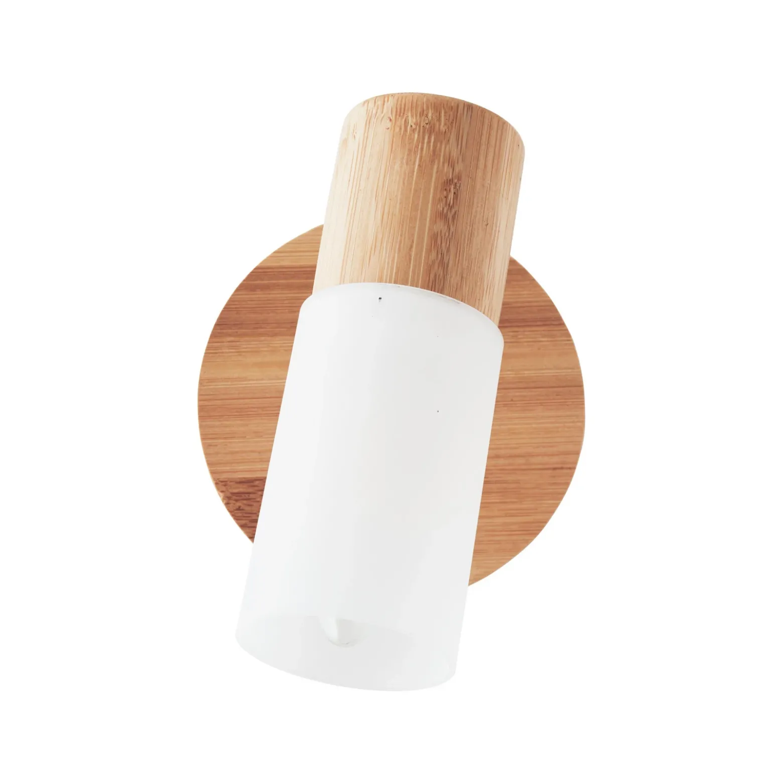 Foco de pared Babsan, Ø 10 cm, madera clara, bambú