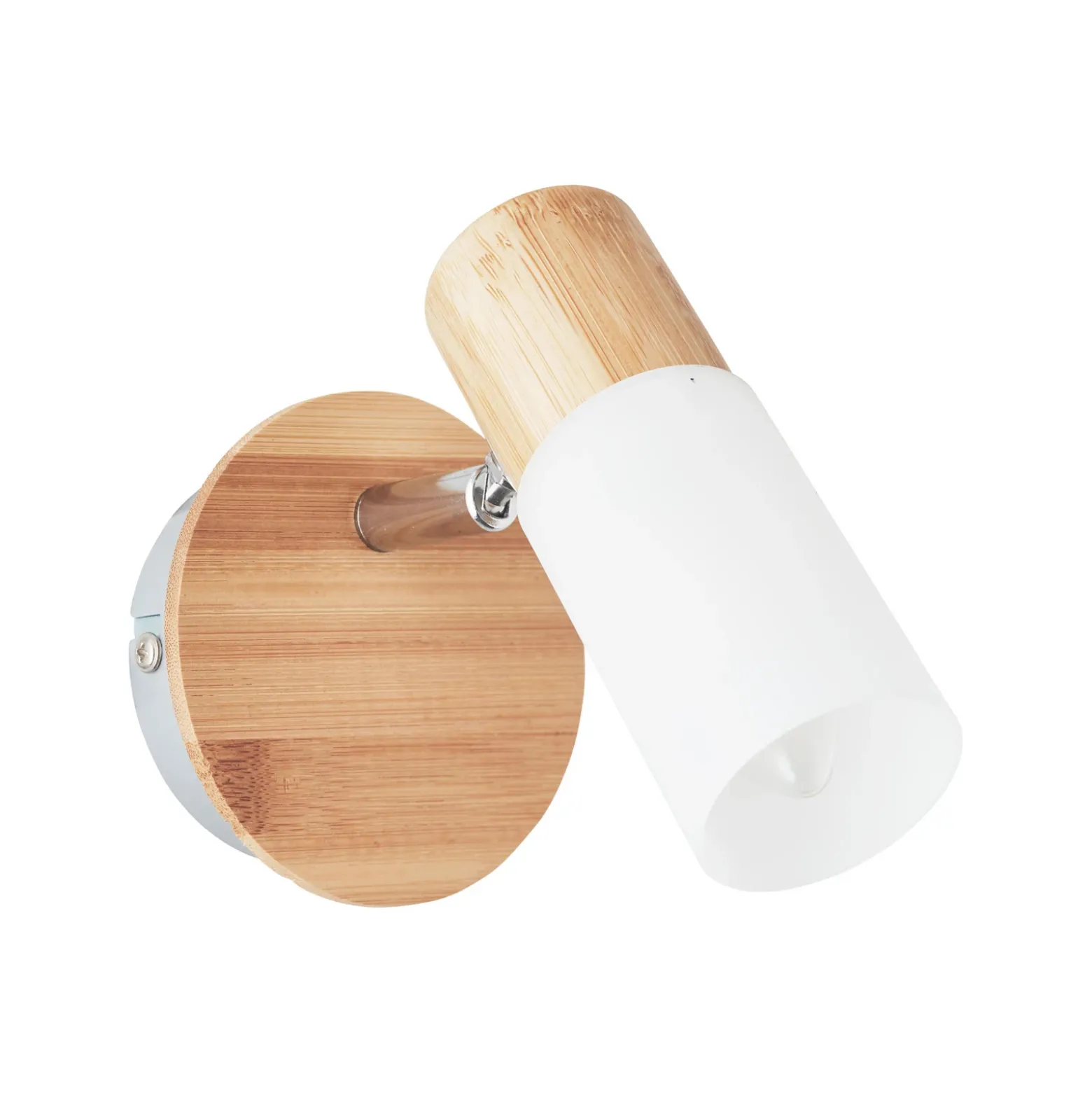 Foco de pared Babsan, Ø 10 cm, madera clara, bambú