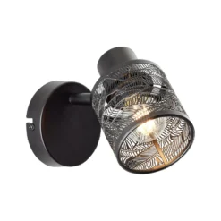 Foco de pared Bano, ancho 13,5 cm, negro mate, metal