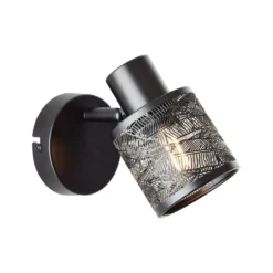 Foco de pared Bano, ancho 13,5 cm, negro mate, metal