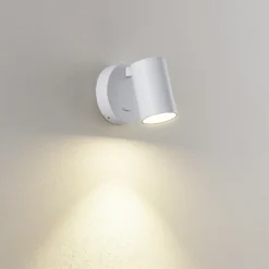 Foco de pared CAN TILT, blanco, Ø 10 cm, metal, interruptor, GU10