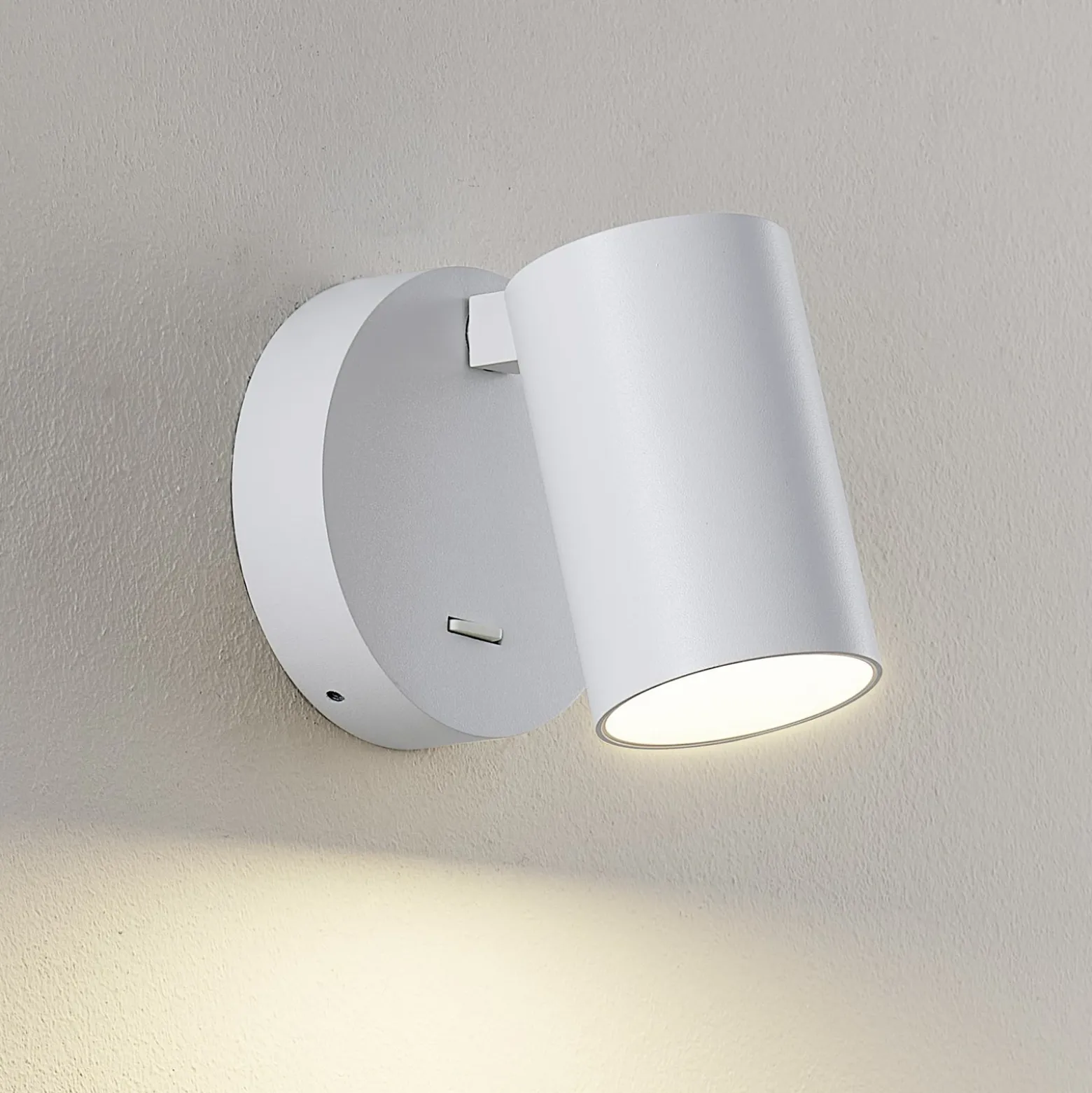 Foco de pared CAN TILT, blanco, Ø 10 cm, metal, interruptor, GU10