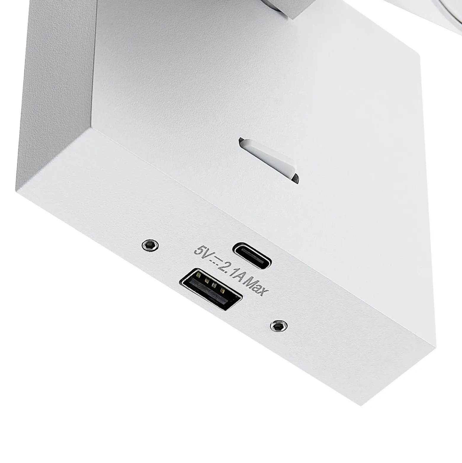 Foco de pared CAN TILT, blanco, 10 x 10 cm, metal, interruptor, USB