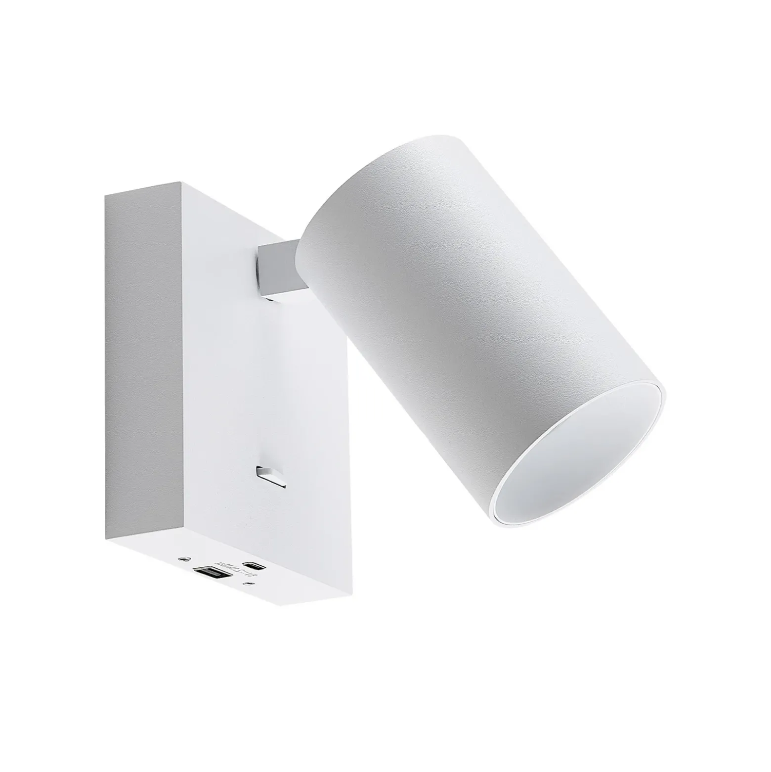 Foco de pared CAN TILT, blanco, 10 x 10 cm, metal, interruptor, USB