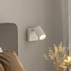 Foco de pared CAN TILT, blanco, 10 x 10 cm, metal, interruptor GU10