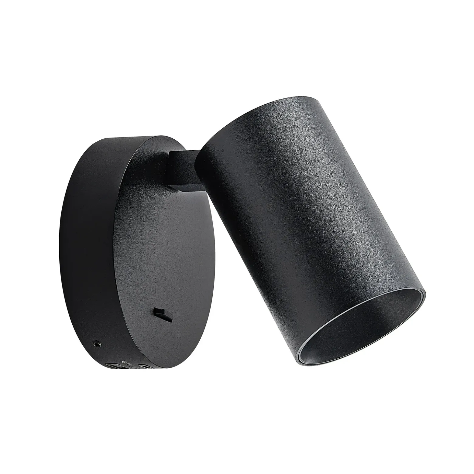 Foco de pared CAN TILT, negro, Ø 10 cm, metal Interruptor USB