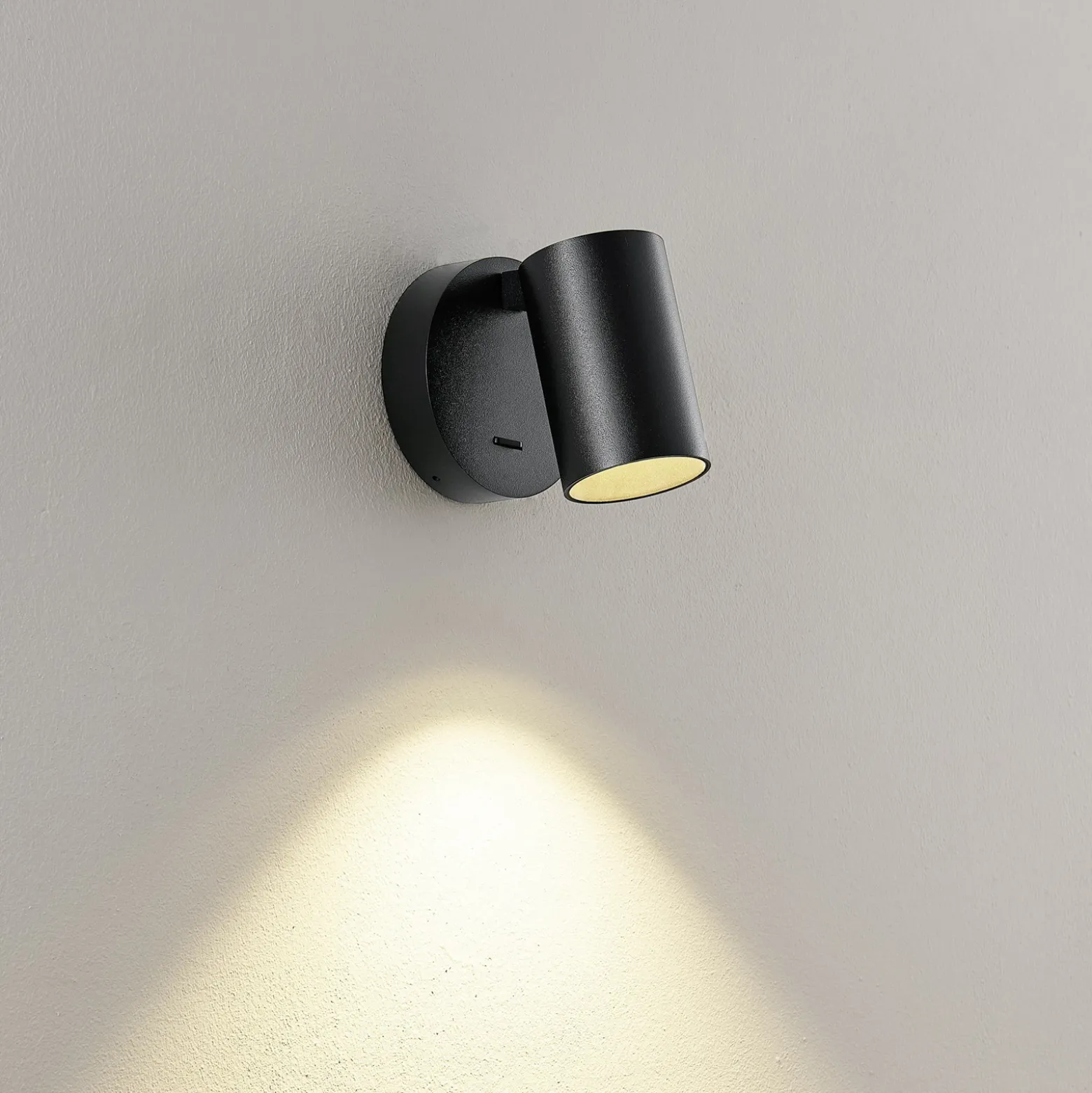 Foco de pared CAN TILT, negro, Ø 10 cm, metal, interruptor GU10
