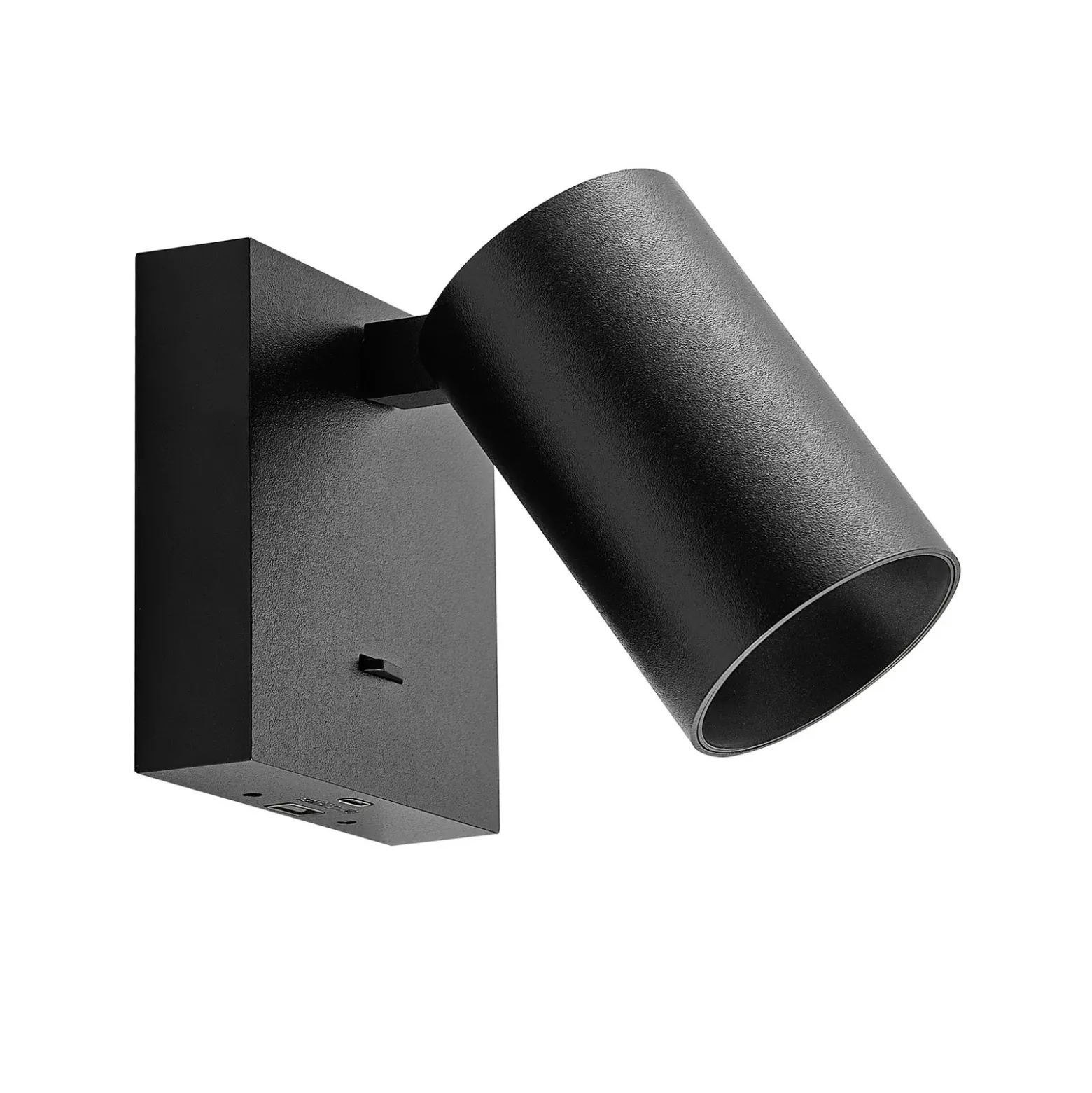 Foco de pared CAN TILT, negro, 10 x 10 cm, metal, interruptor USB