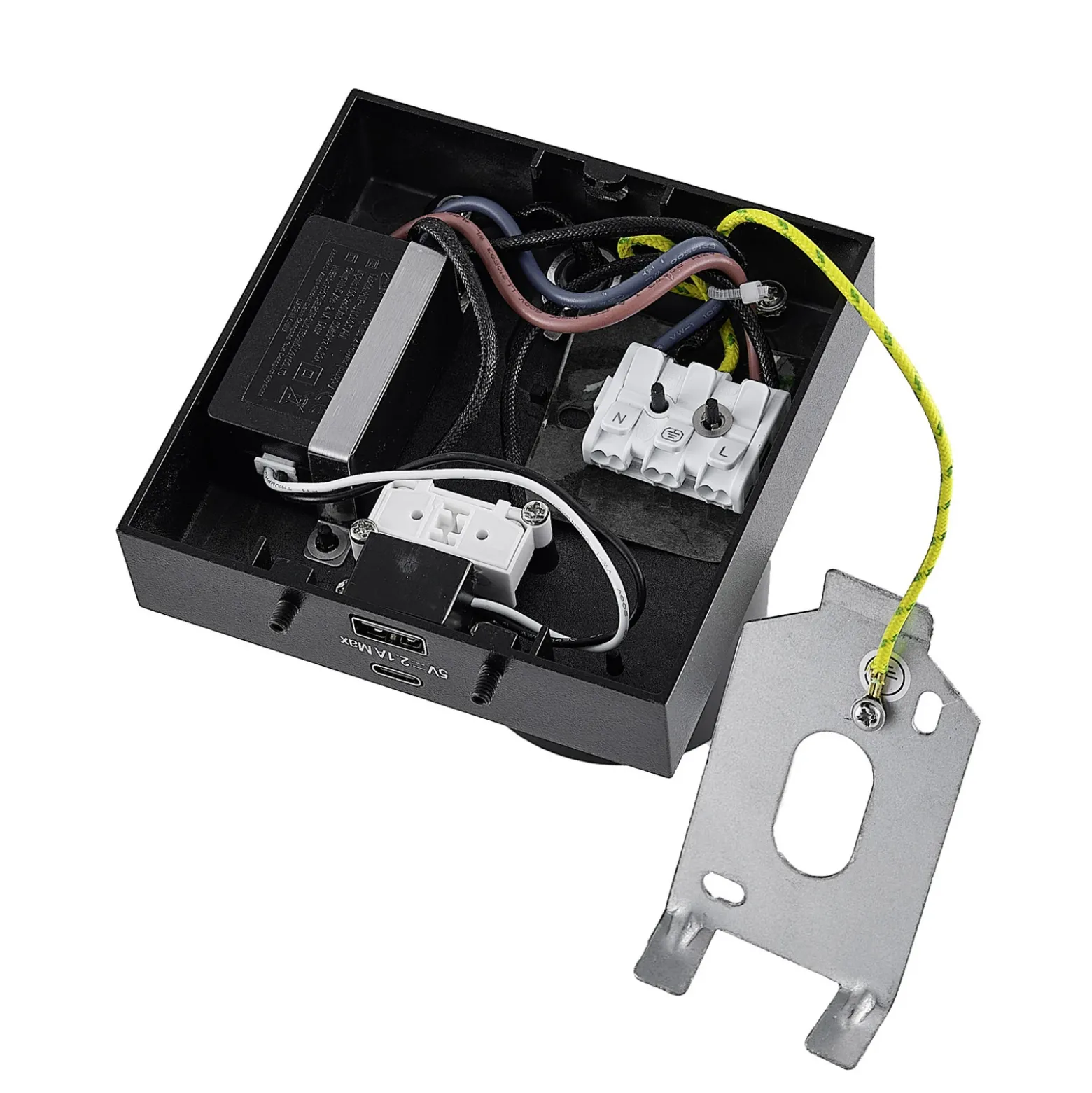 Foco de pared CAN TILT, negro, 10 x 10 cm, metal, interruptor USB