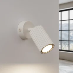 Foco de pared carbono, beige, proyección 16 cm, interruptor, aluminio