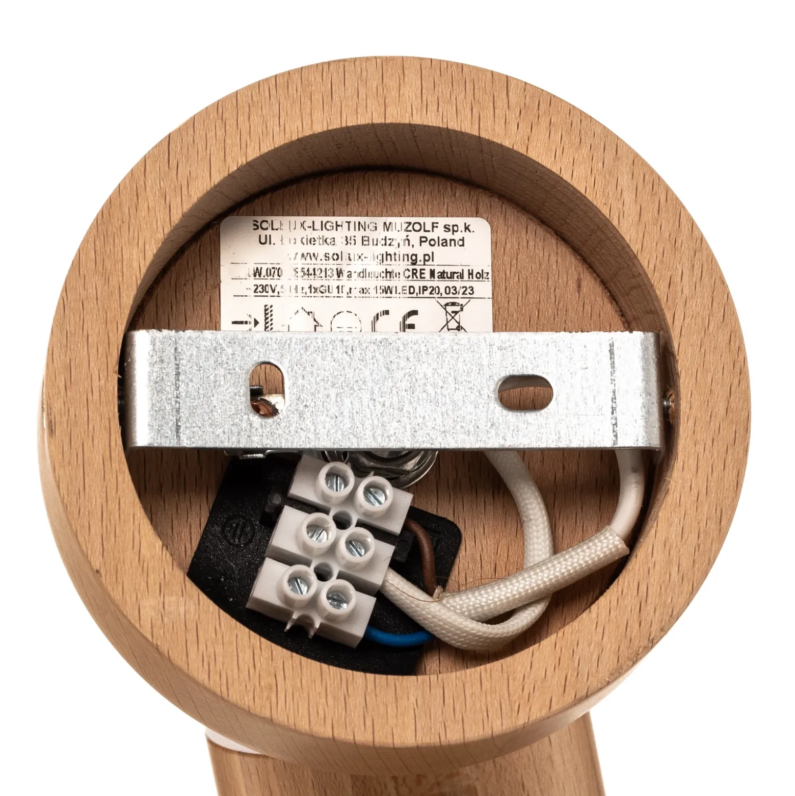 Foco de pared Cre de madera, 1 luz