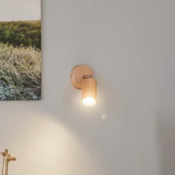 Foco de pared Cre de madera, 1 luz