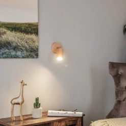 Foco de pared Cre de madera, 1 luz