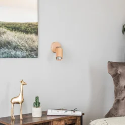Foco de pared Cre de madera, 1 luz