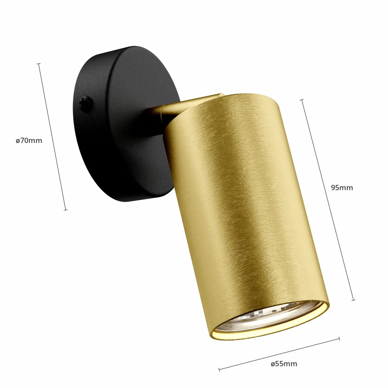 Foco de pared Eye Spot de 1 luz, negro/latón