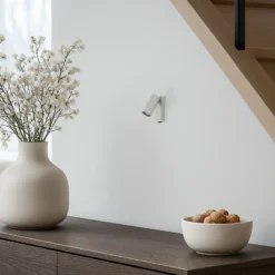 Foco de pared FOURTY, gris claro, altura 17 cm, metal, GU10