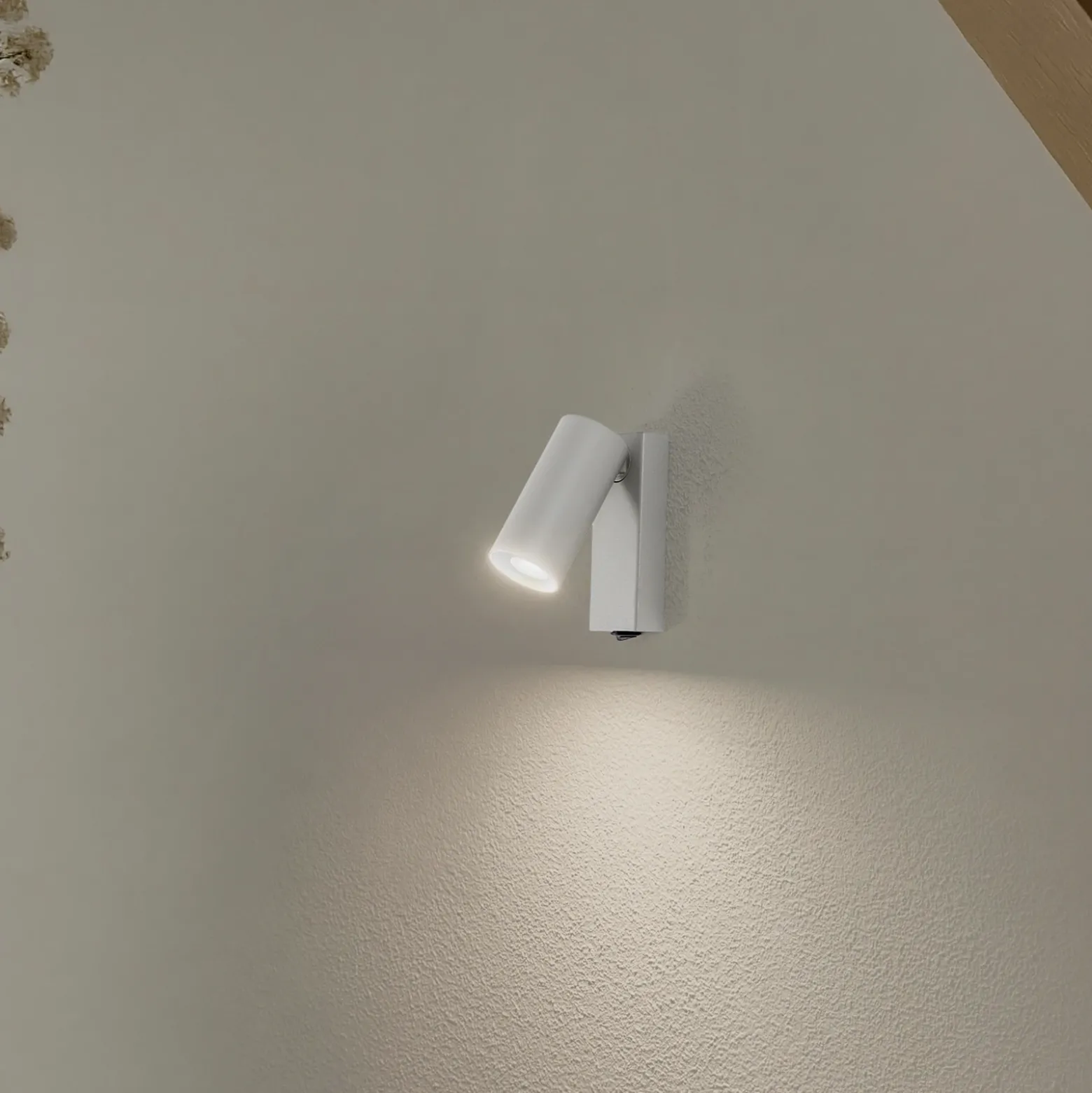 Foco de pared FOURTY, gris claro, altura 17 cm, metal, GU10