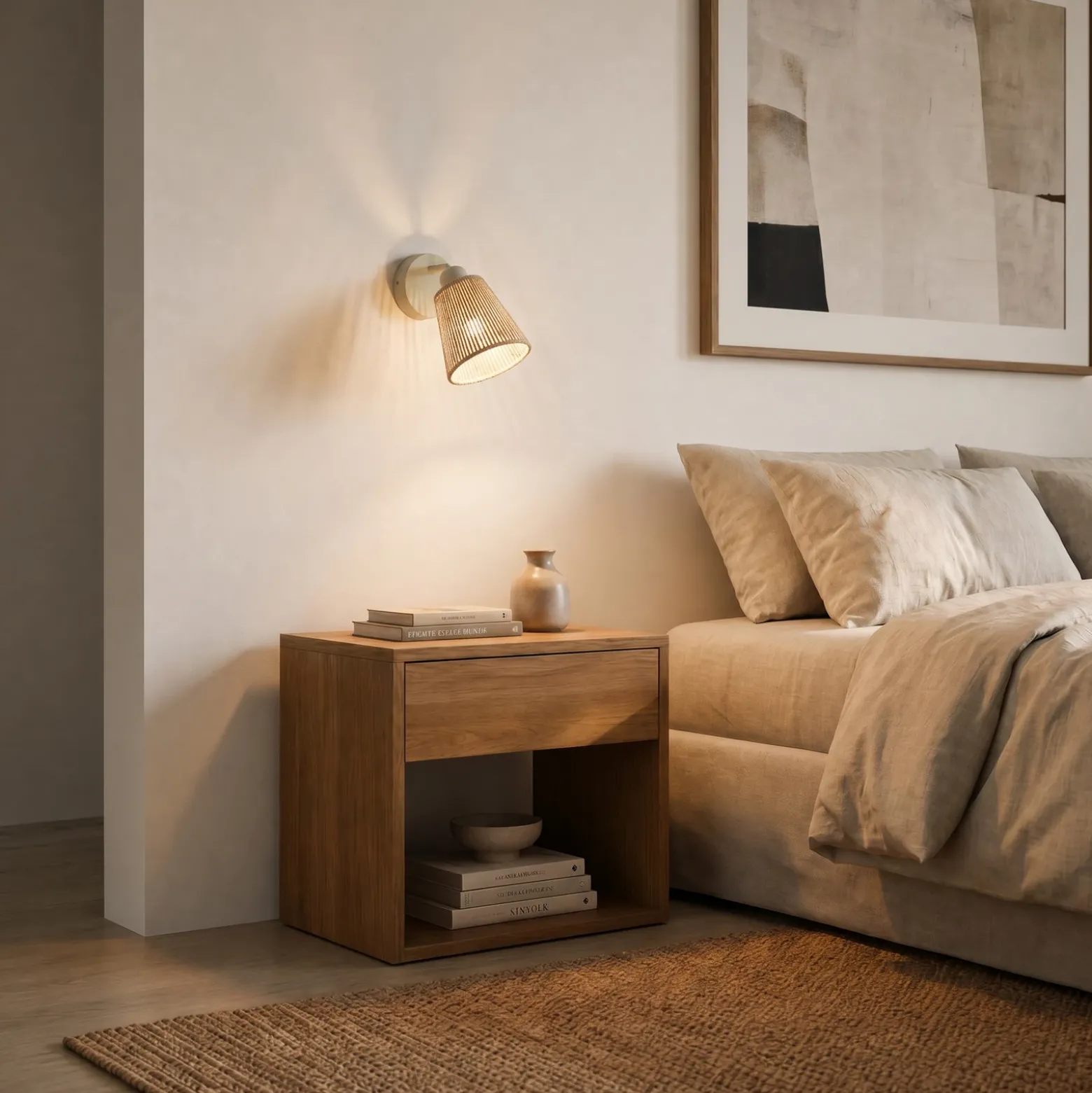 Foco de pared Lindby Anuva, color beige, de papel, 1 luz, E14