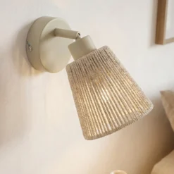 Foco de pared Lindby Anuva, color beige, de papel, 1 luz, E14