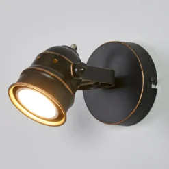 Foco de pared Lindby Leonor, negro, metal, 1 luz, 9,5 cm