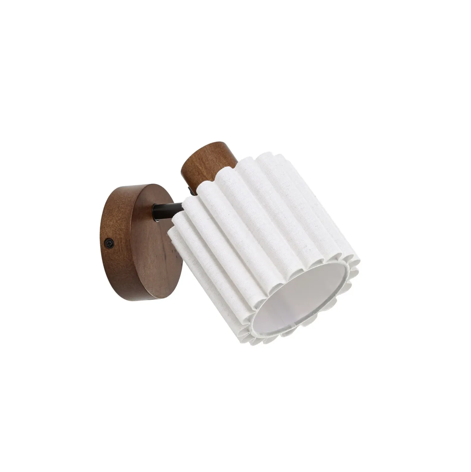 Foco de pared Lindby Shiloh, nogal/beige, madera/lino, E14