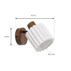 Foco de pared Lindby Shiloh, nogal/beige, madera/lino, E14