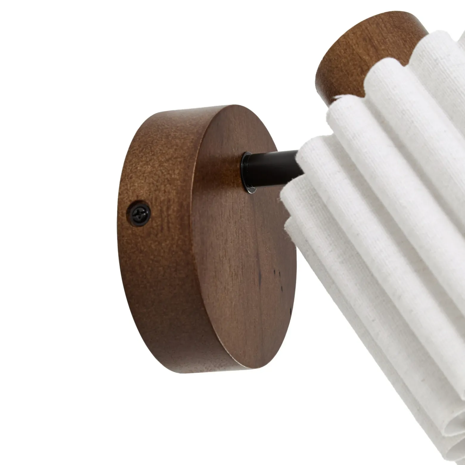 Foco de pared Lindby Shiloh, nogal/beige, madera/lino, E14