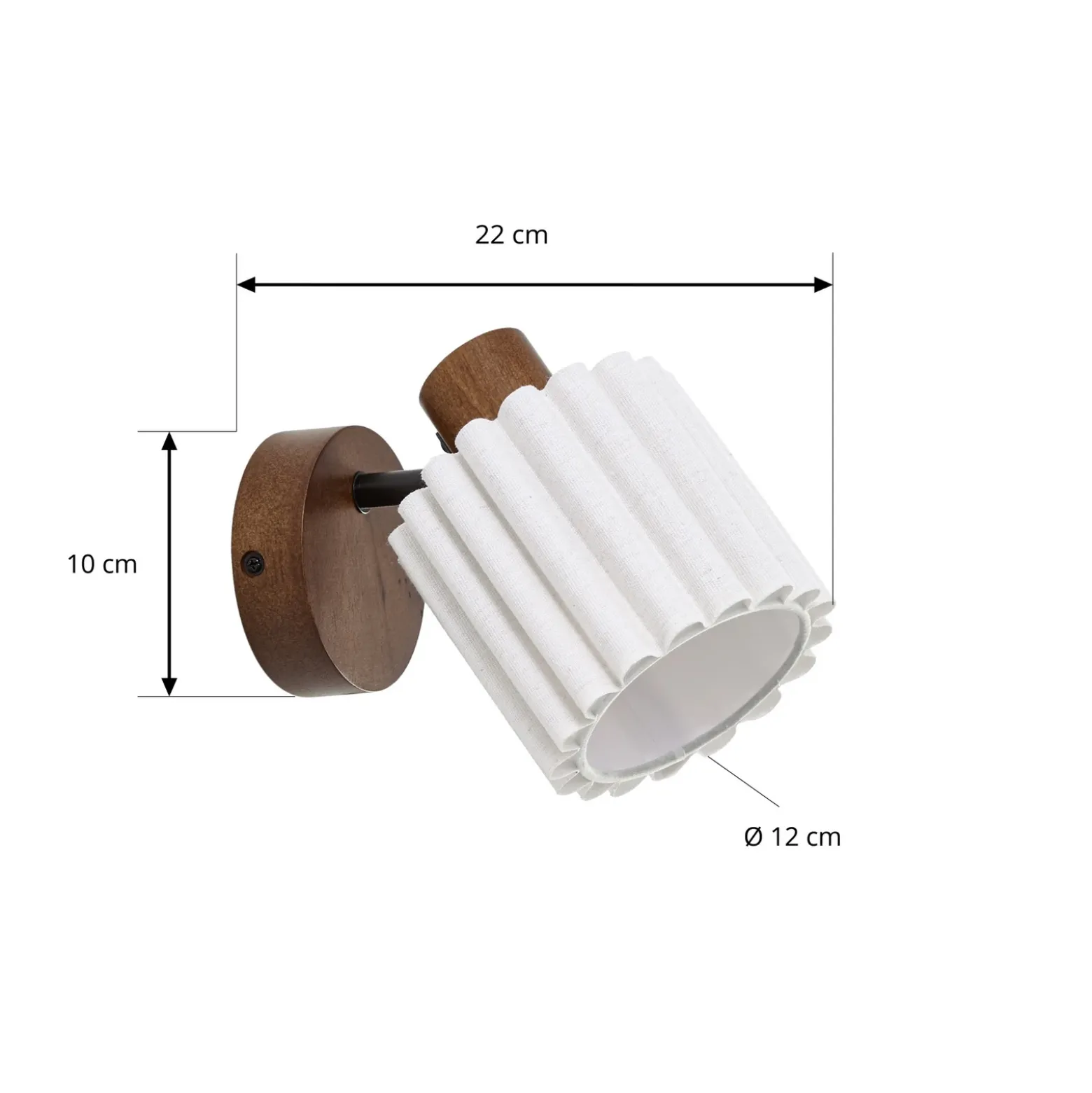 Foco de pared Lindby Shiloh, nogal/beige, madera/lino, E14