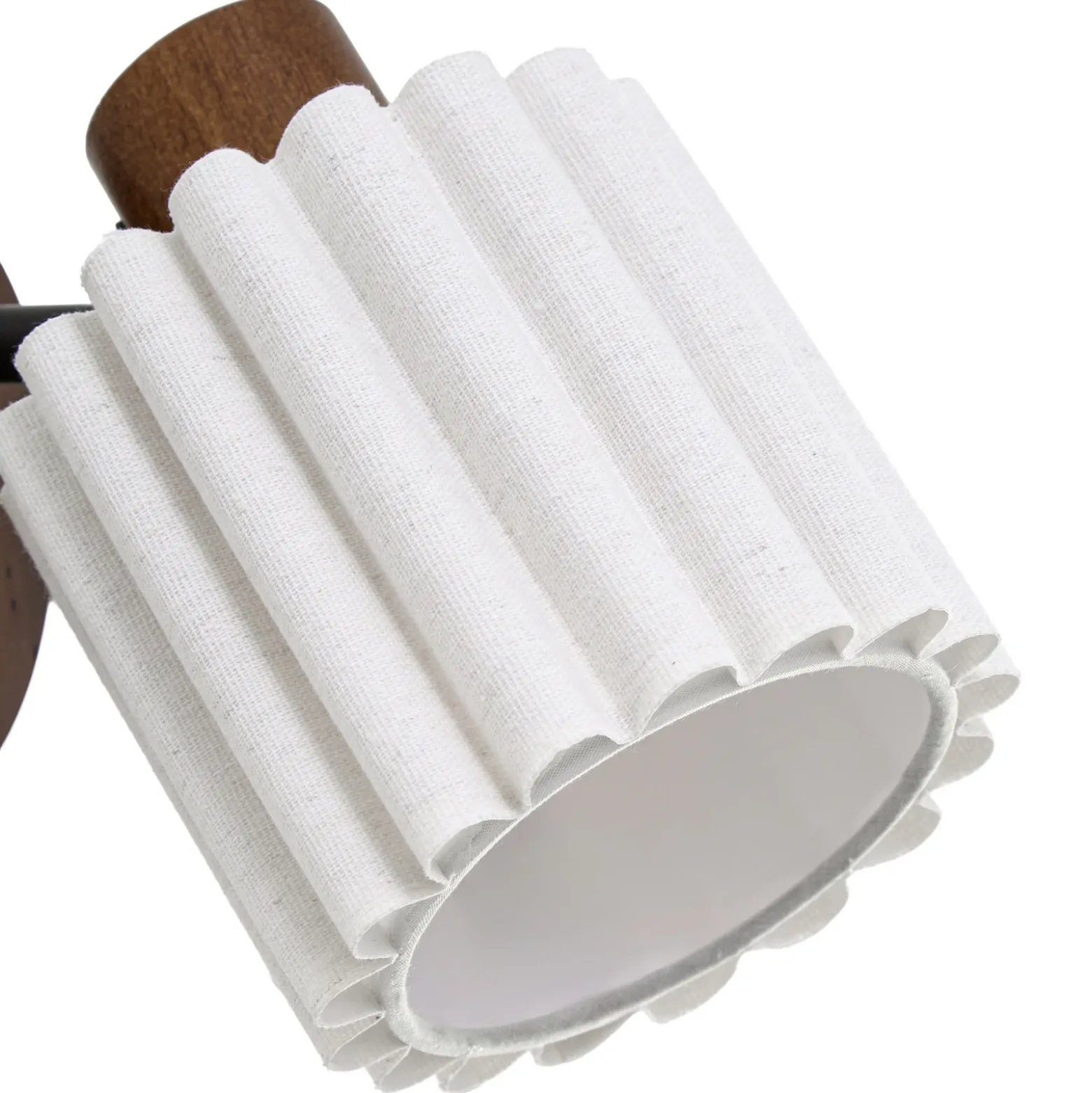 Foco de pared Lindby Shiloh, nogal/beige, madera/lino, E14
