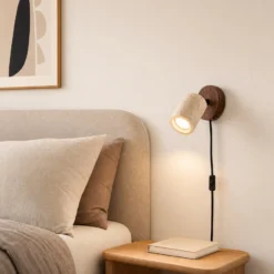 Foco de pared Lucande Carlotta, Ø 10 cm, beige, hormigón, GU10