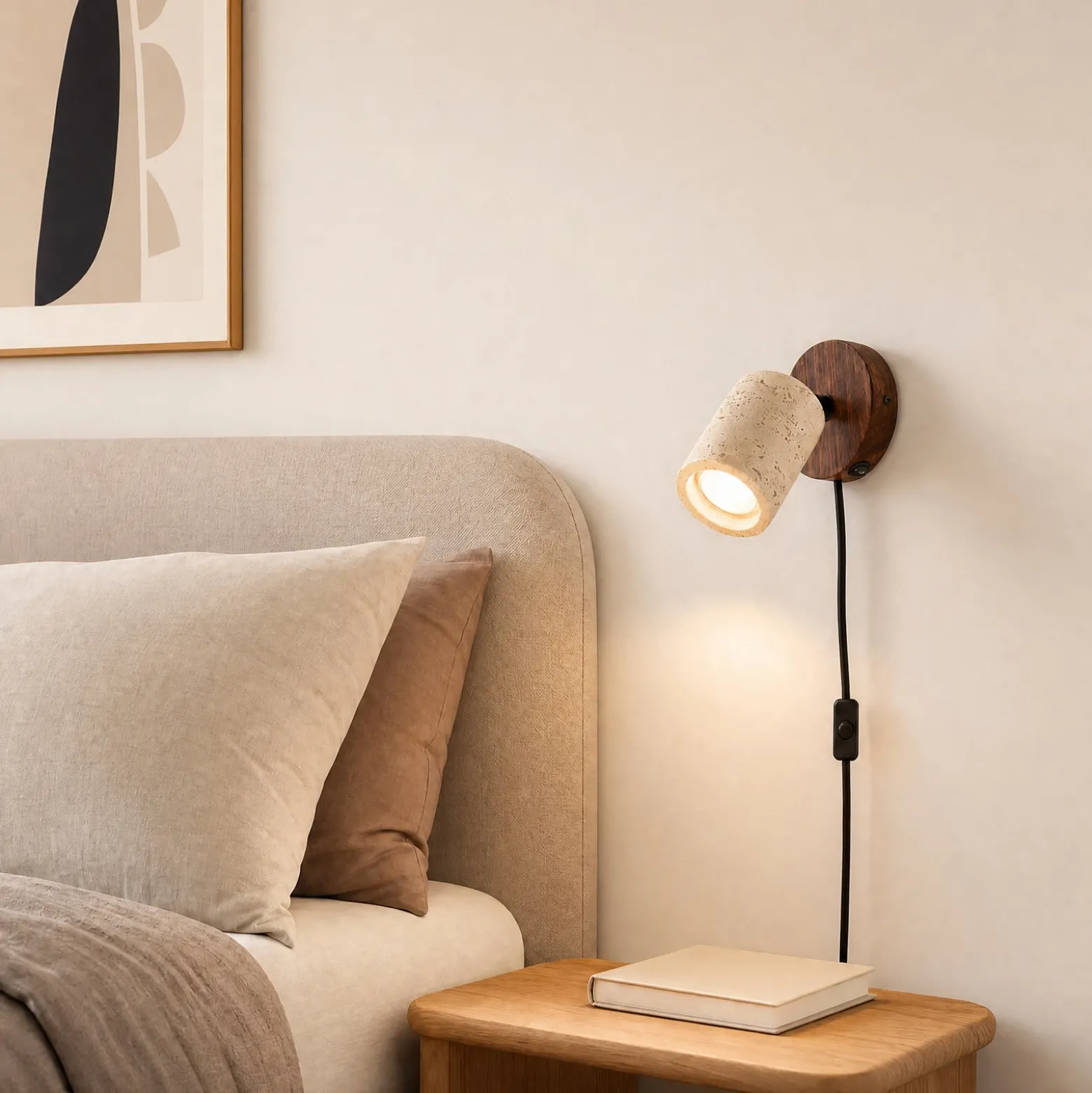 Foco de pared Lucande Carlotta, Ø 10 cm, beige, hormigón, GU10