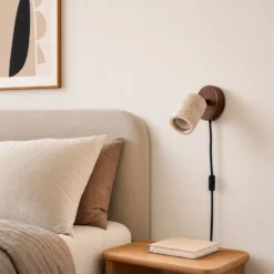 Foco de pared Lucande Carlotta, Ø 10 cm, beige, hormigón, GU10