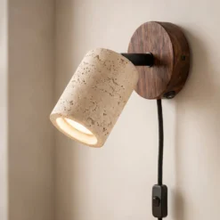 Foco de pared Lucande Carlotta, Ø 10 cm, beige, hormigón, GU10