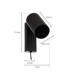 Foco de pared Mono I con enchufe negro