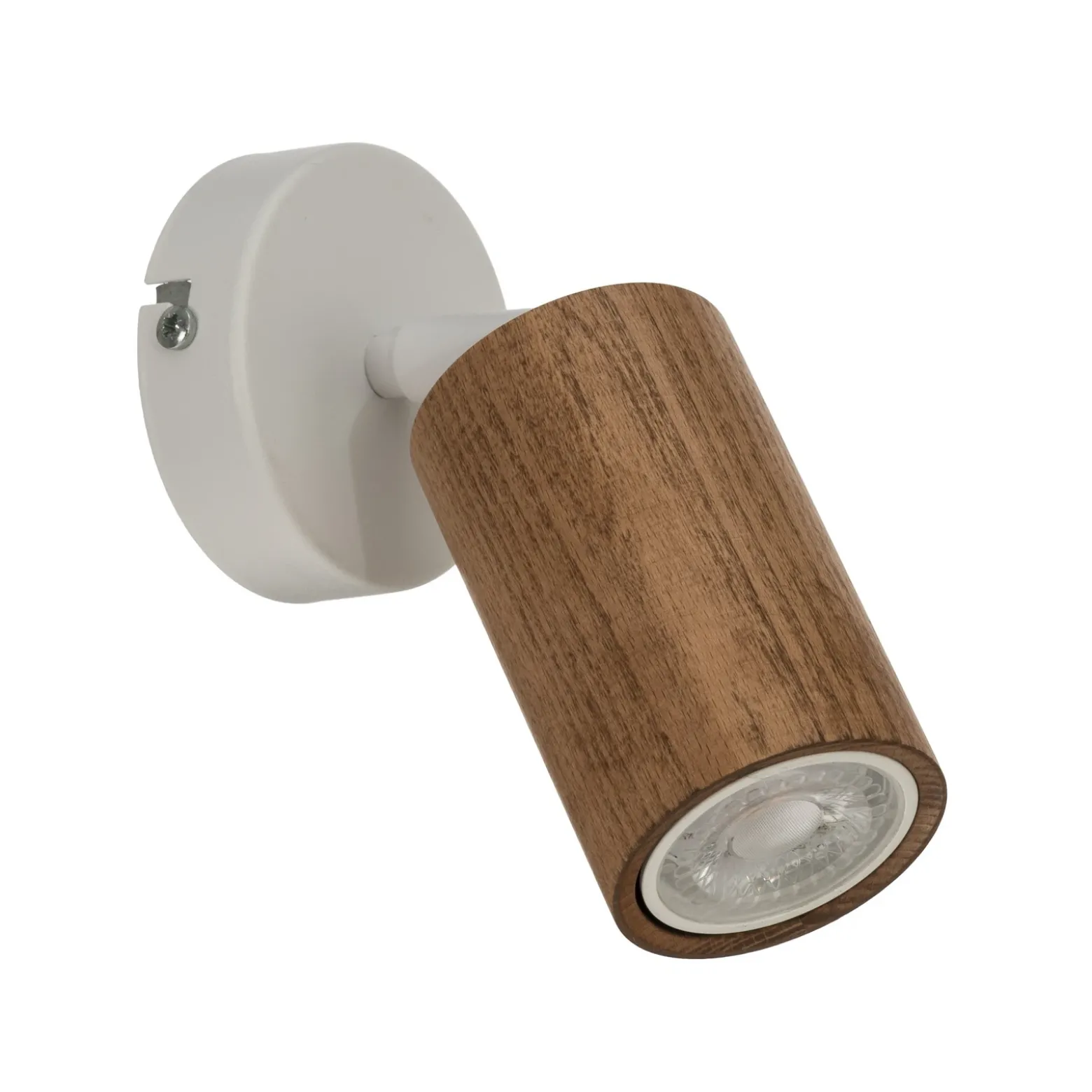 Foco de pared Nisse, blanco, profundidad 18 cm, 1 luz, madera/metal