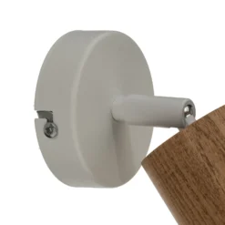 Foco de pared Nisse, blanco, profundidad 18 cm, 1 luz, madera/metal