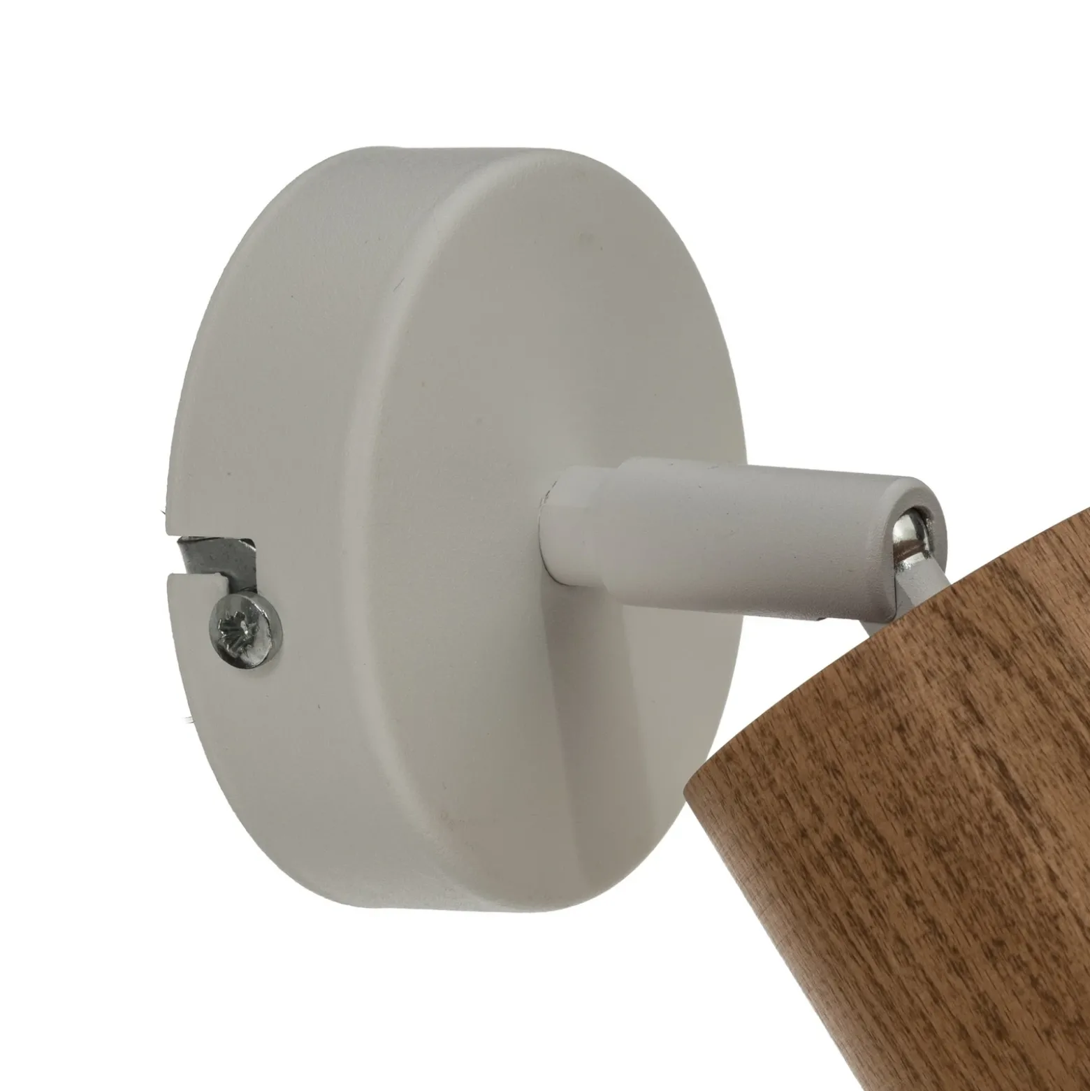Foco de pared Nisse, blanco, profundidad 18 cm, 1 luz, madera/metal