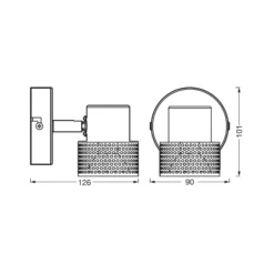 Foco de pared OSRAM CORK, negro, 10 cm de altura, atenuable, GU10