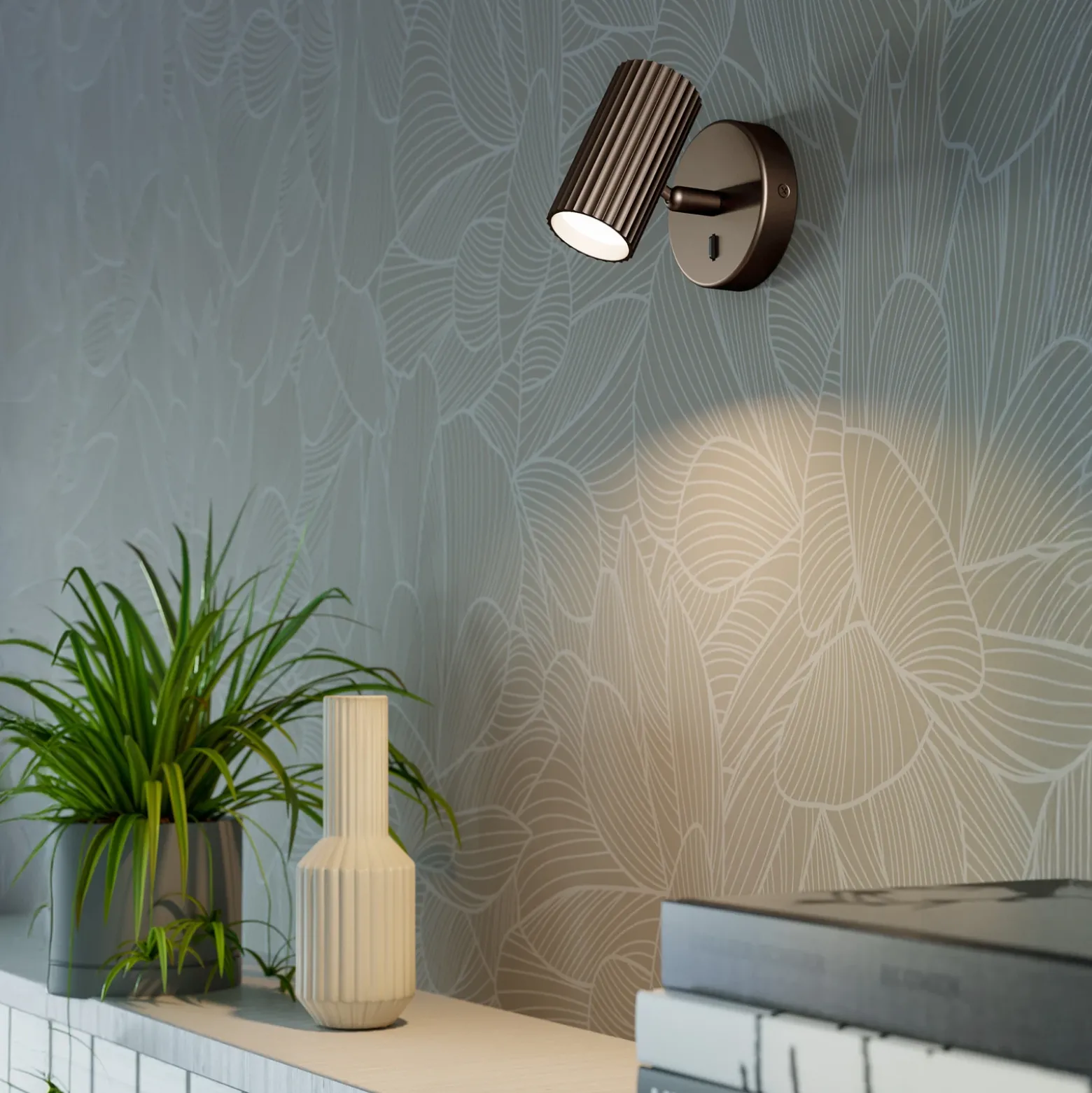 Foco de pared Portillo, bronce, altura 11 cm, metal, GU10