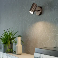 Foco de pared Portillo, bronce, altura 11 cm, metal, GU10