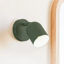 Foco de pared Tilston, verde oscuro, Ø 9 cm, acero, E14