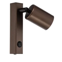 Foco de pared Top, regulable, interruptor, marrón, 1 luz